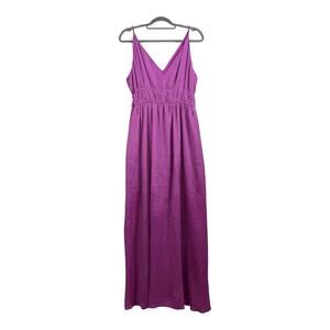 TAYLOR Purple Iridescent Crinkle Maxi Dress Large V Neck Tie Waist Fairycore